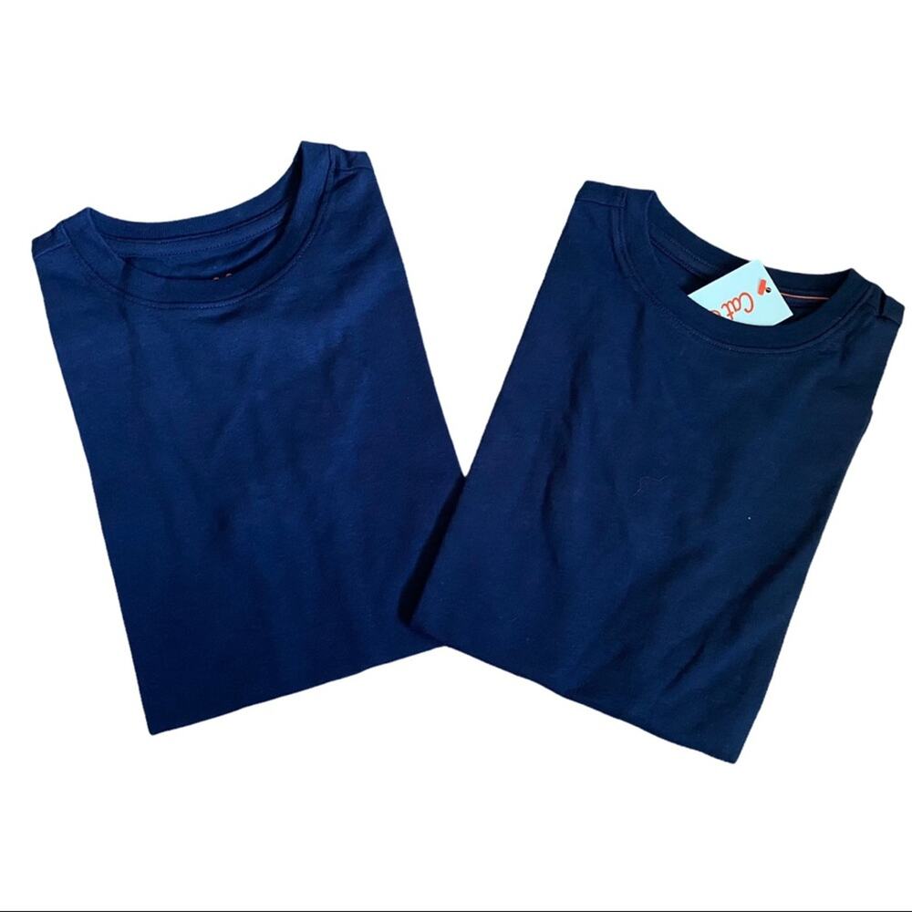 Cat & Jack 2 Boys Navy Blue Crew Shirts NWT Small 6/7